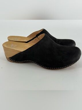 DANSKO Talulah Black Milled Nubuck Suede Clogs Comfort Sz 39 / 8.5